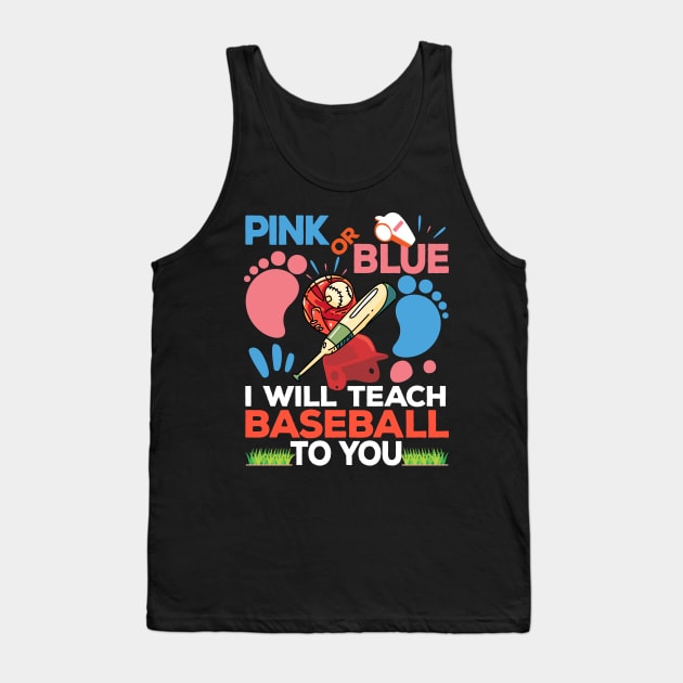 Gender Reveal Party Baby Shower Funny Baseball Fan Tank Top by alcoshirts